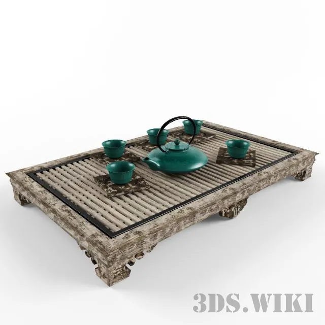 furniture – Japanese low table with tea set 3ds Max