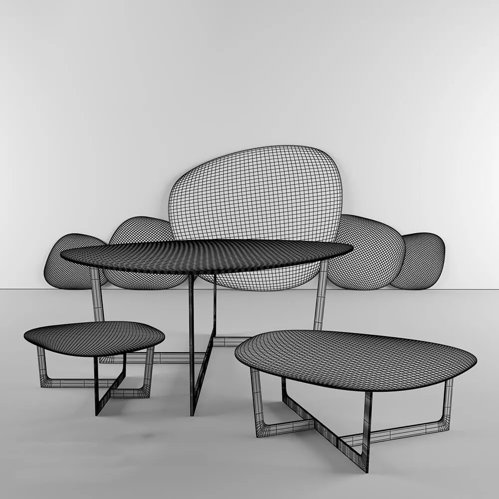 furniture – Jorgensen Insula coffee table with chairs 3ds Max