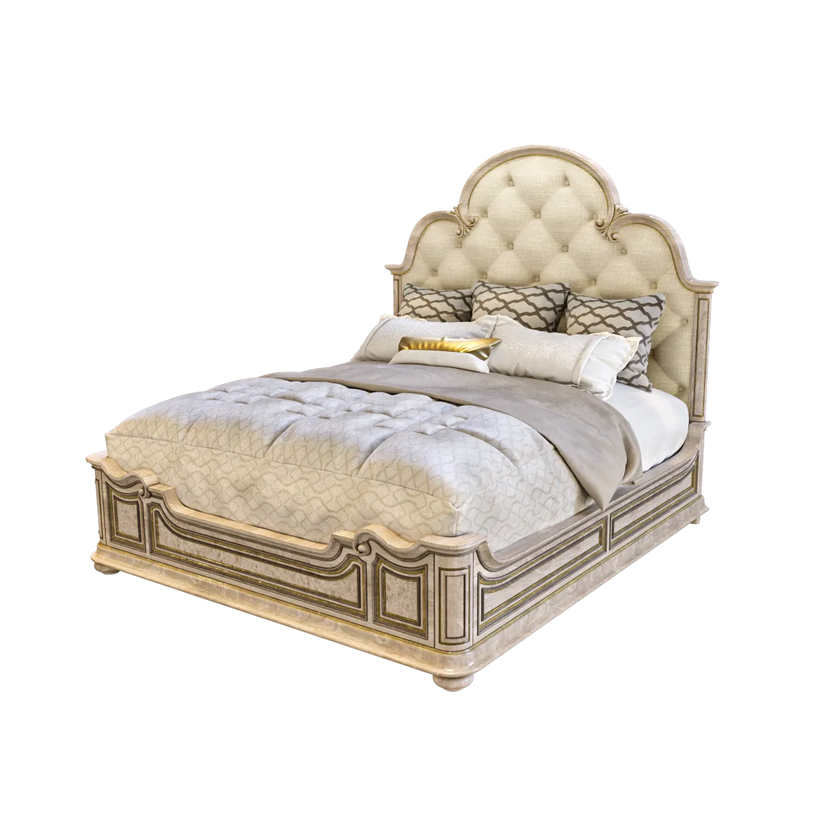 furniture – King upholstered panel bed 3ds Max