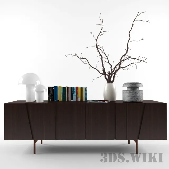 furniture – Large cabinet with decorative set 3ds Max