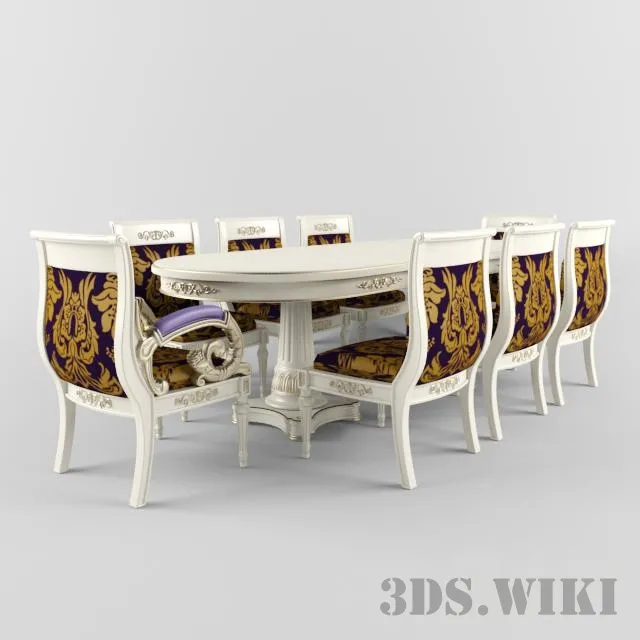 furniture – Large Versache table with chairs 3ds Max