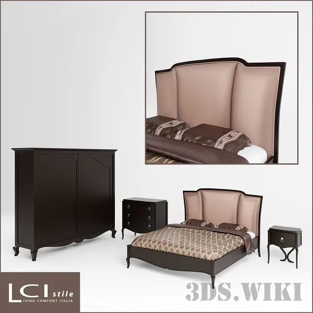 furniture – LCI STILE bed with sideboard and chest of drawers 3ds Max