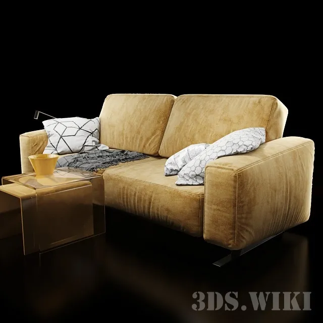 furniture – Leather sofa with tables 3ds Max