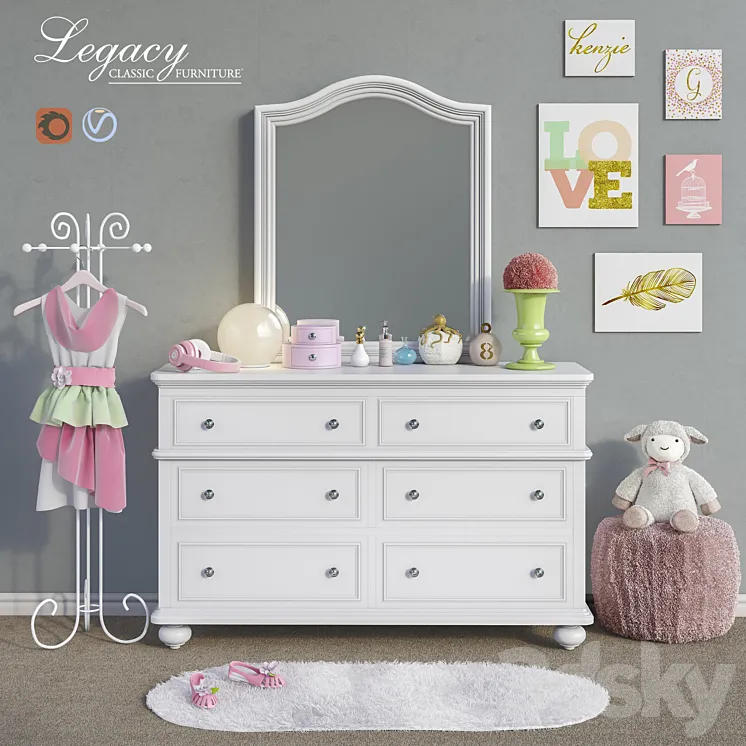 Furniture Legacy Classic accessories decor and toys set 5 3DS Max