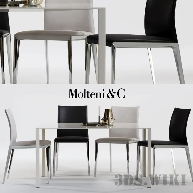 furniture – Lessless Table and Molteni Dart Chair 3ds Max