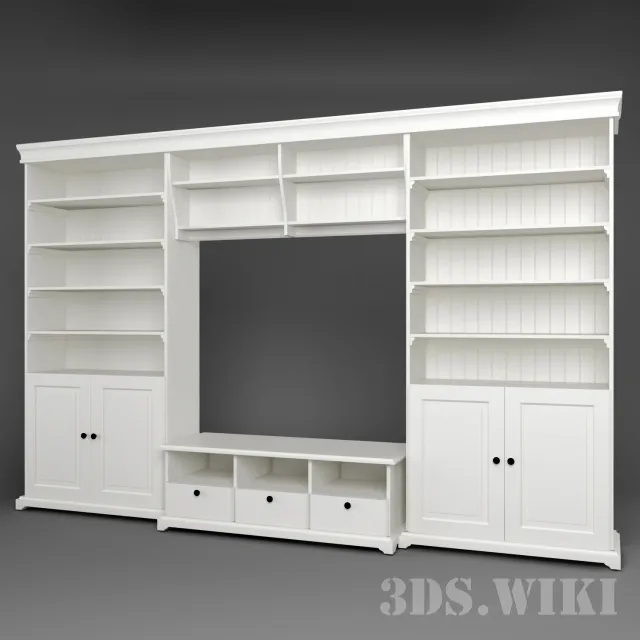 furniture – Library cabinet with space for TV 3ds Max