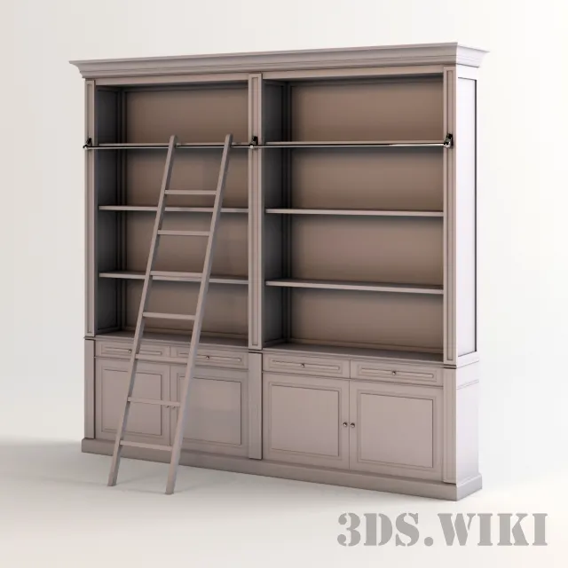 furniture – Library cabinet with stairs 3ds Max