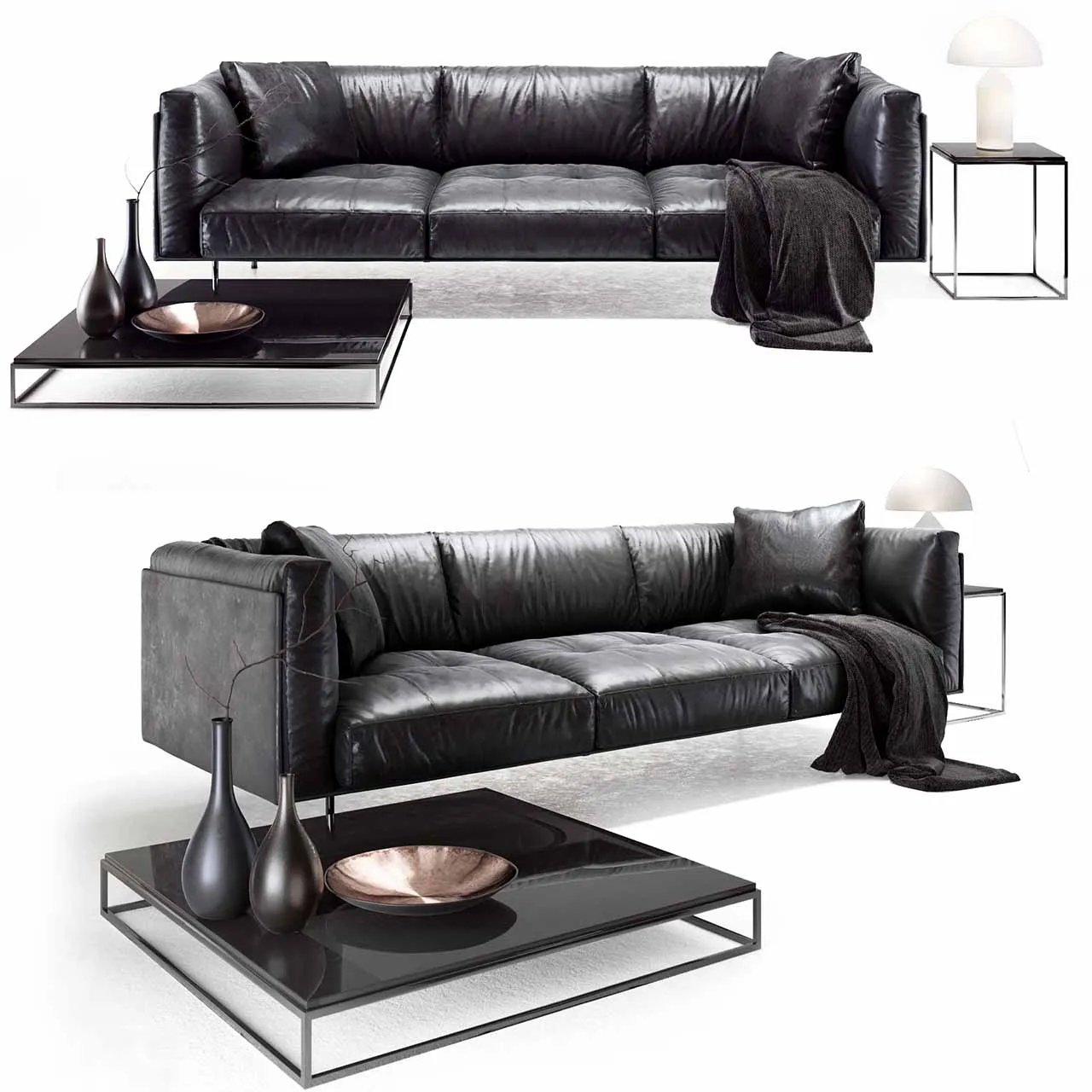 furniture – Living  leather rod sofa 3ds Max