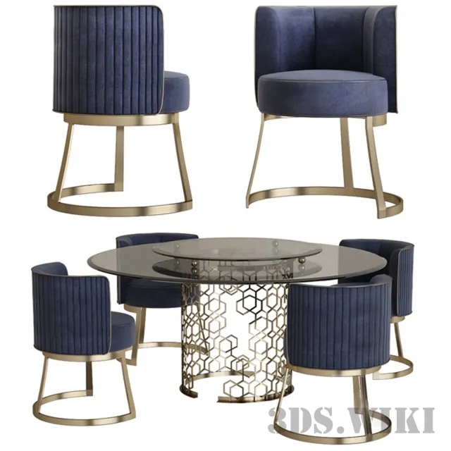 furniture – Longhi manfred table round crystal table 3ds Max