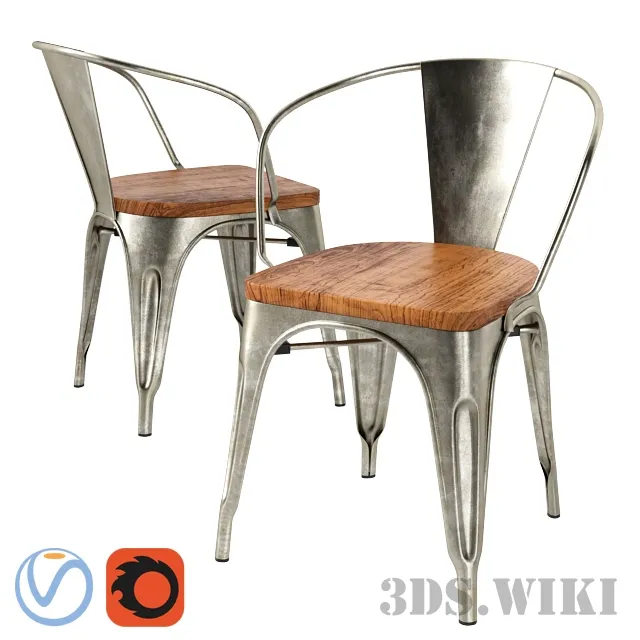 furniture – Marais Arms chair made of metal and wood by Cosmo 3ds Max