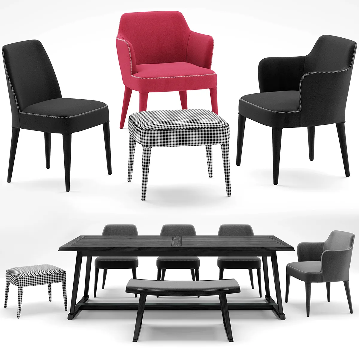 furniture – Maxalto table with chairs 52 3ds Max
