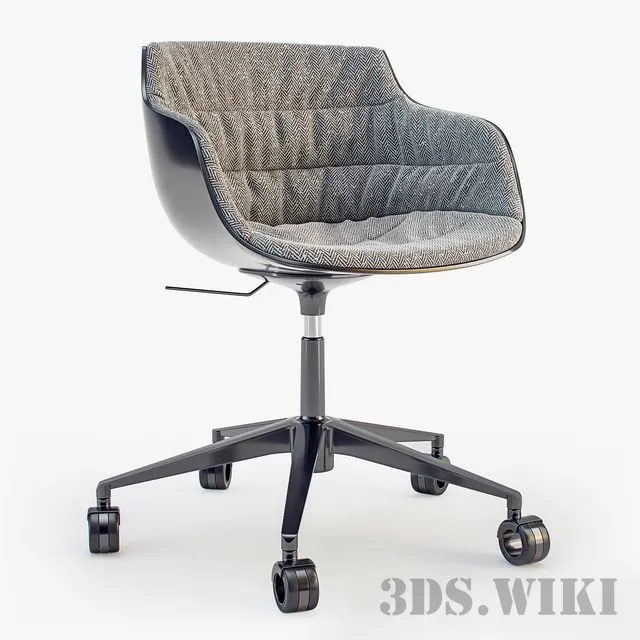 furniture – MDF italia chair Flow SLIM padded 5-Point Star Base on Castors 3ds Max