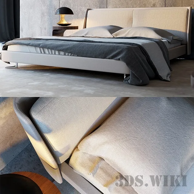 furniture – Minotti bed and bedside tables 3ds Max