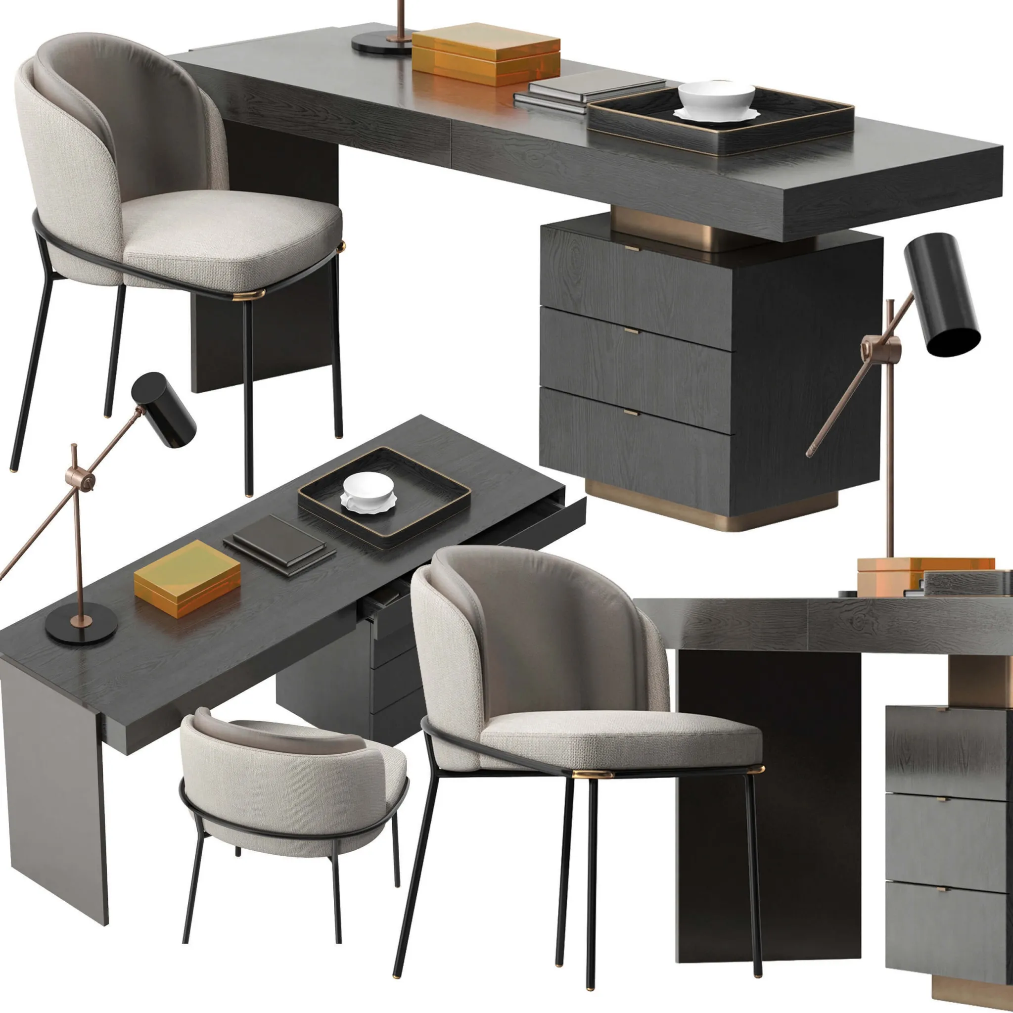 furniture – Minotti Carson desk set 3ds Max