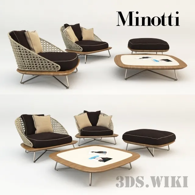 furniture – Minotti coffee table and armchairs 3ds Max