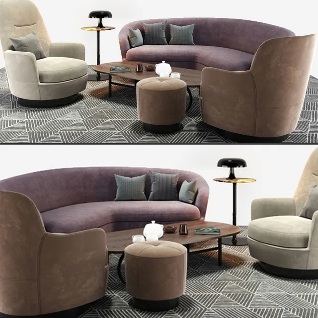 furniture – Minotti sofa And armchair set 2 3ds Max