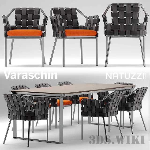 furniture – Natuzzi table and Varaschin Obi chairs 3ds Max