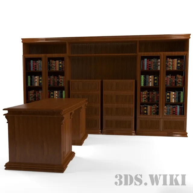 furniture – Office library with table 3ds Max