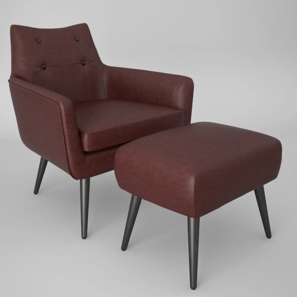 furniture – Old armchair with footrest 3ds Max