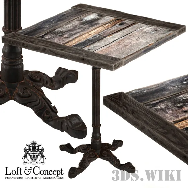 furniture – Old Wooden Table with Metal Toe Loft Concept 3ds Max