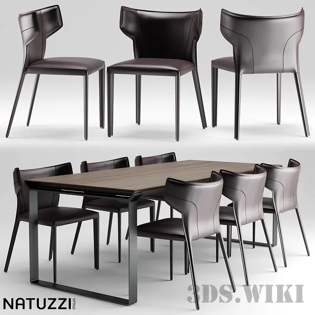 furniture – Omega table and PiGreco chairs – Natuzzi 3ds Max