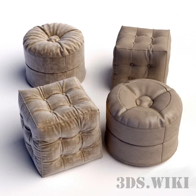 furniture – Ottomans of different shapes 3ds Max