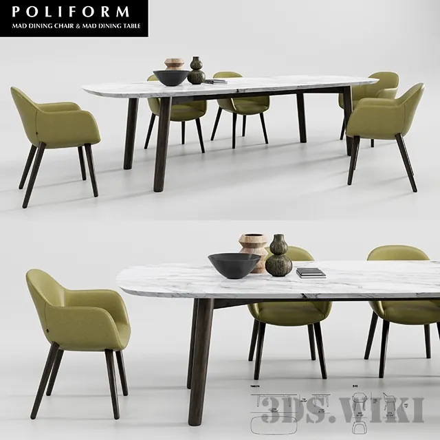 furniture – Poliform Mad dining table and chair 3ds Max