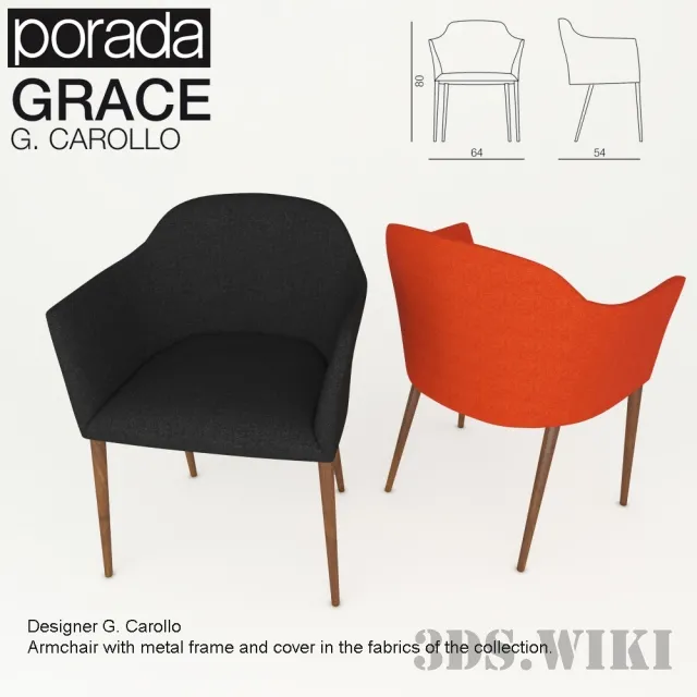 furniture – Porada Grace armchair 3ds Max