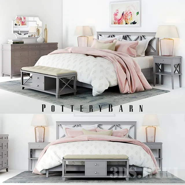 furniture – Pottery Barn Clara Lattice Bed 3ds Max