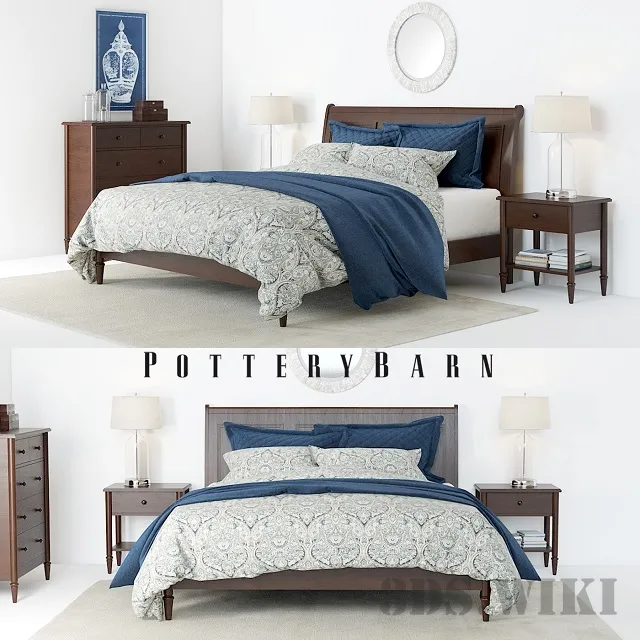furniture – Pottery Barn Crosby Bedroom Set 3ds Max