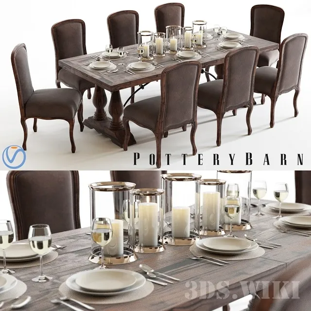 furniture – Pottery Barn Lorraine & Callahan table and chairs 3ds Max