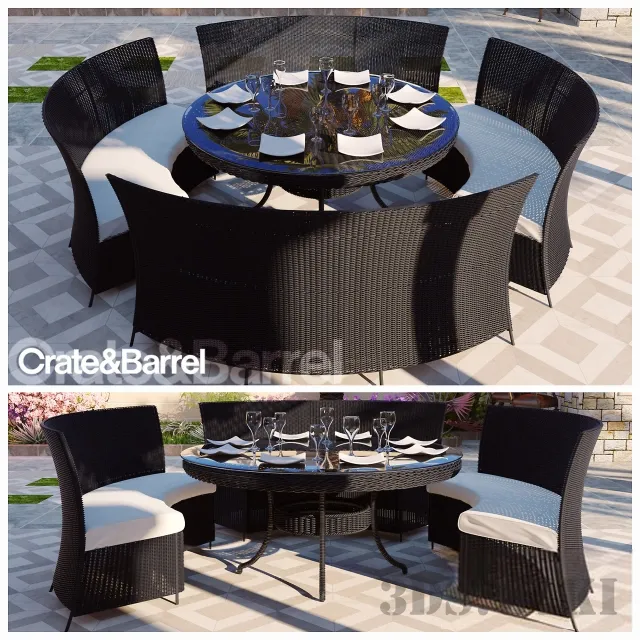furniture – Rattan dining table and chairs 3ds Max