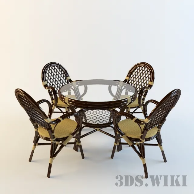 furniture – Rattan table and chairs 3ds Max