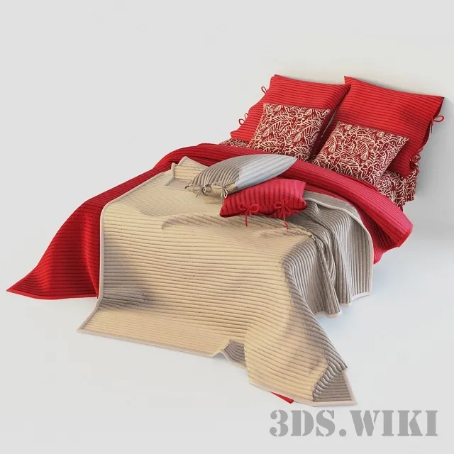furniture – Red bed linen 3ds Max