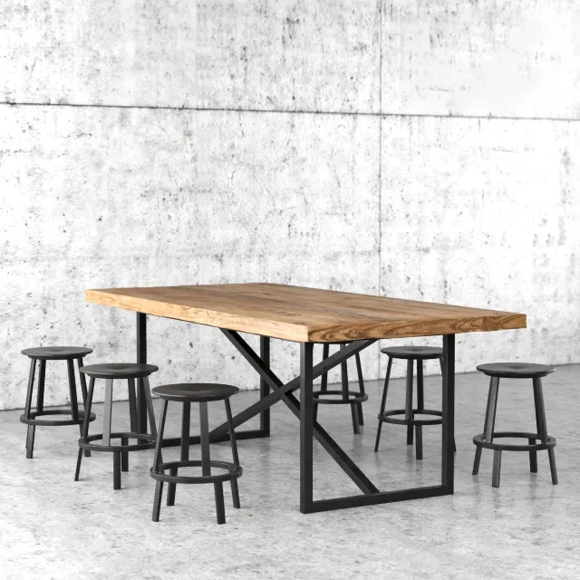 furniture – Restoration Hardware dining table and chairs 3ds Max
