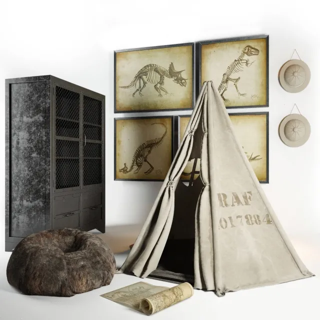 furniture – Restoration hardware Wigwam cupboard hat ottoman paintings 3ds Max