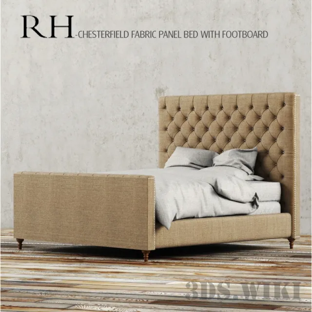 furniture – RH CHESTERFIELD FABRIC PANEL bed 3ds Max