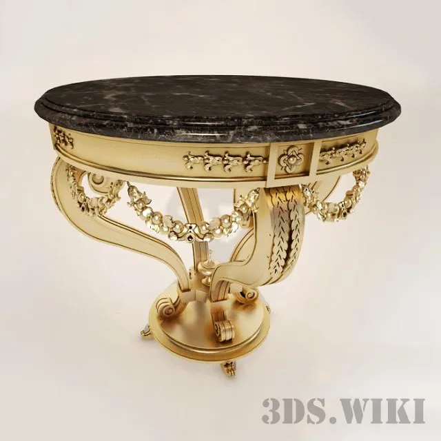 furniture – Round side table with marble finish 3ds Max
