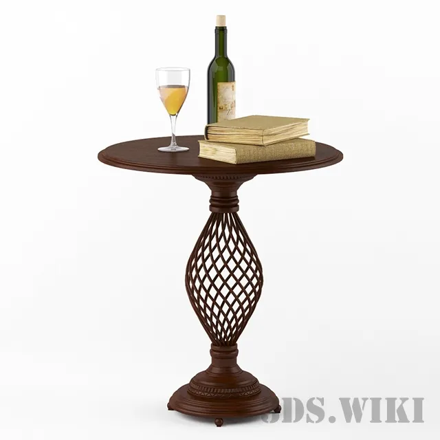 furniture – Round tea table with wine 3ds Max