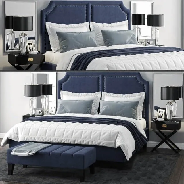 furniture – Sanibel Queen upholstered bed 3ds Max