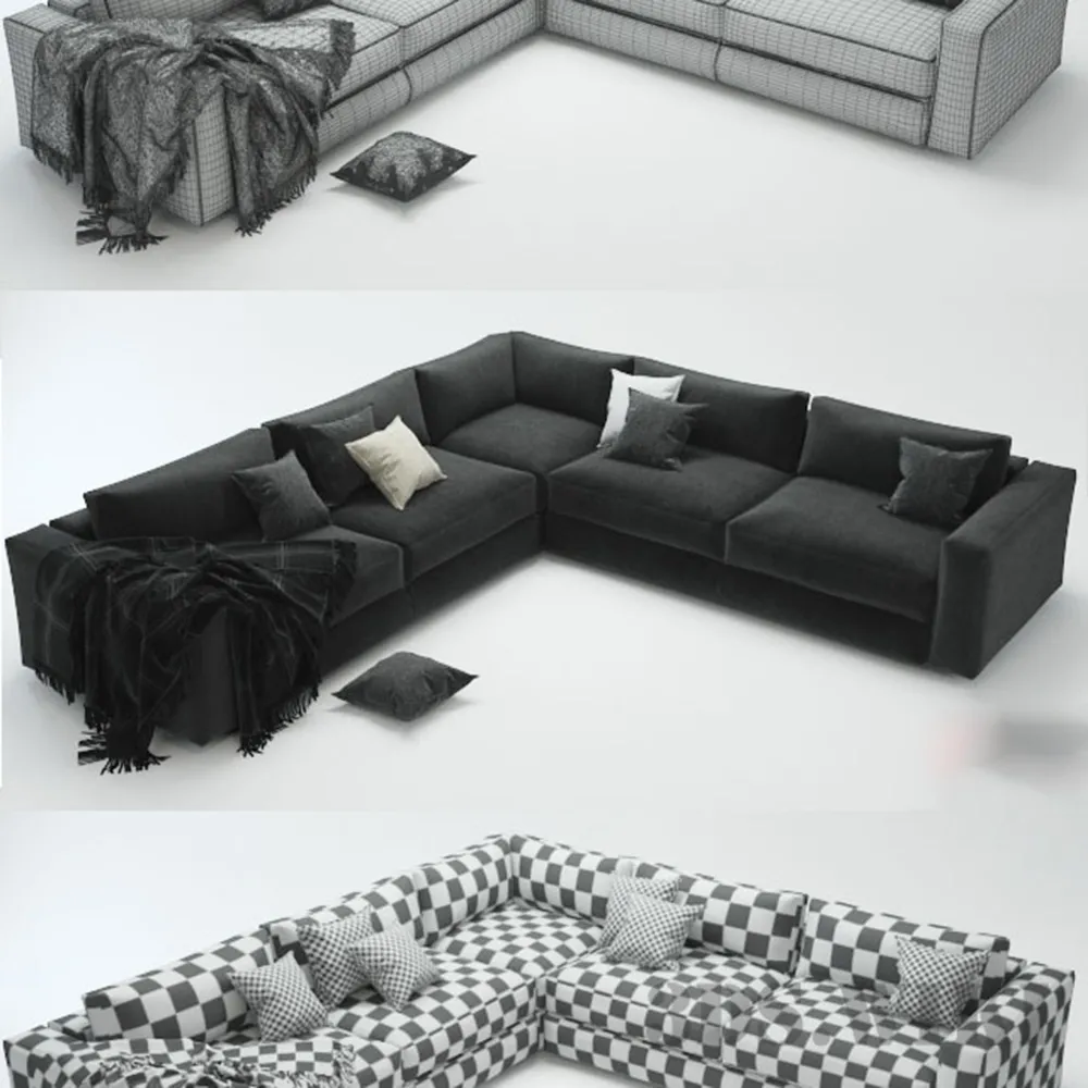 furniture – Sectional sofa with pillows 3ds Max