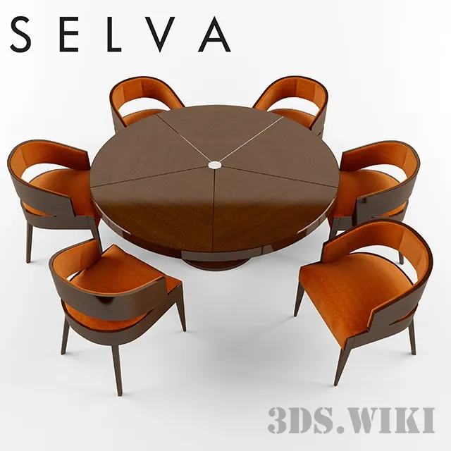 furniture – Selva Italian Table and 6 Chairs 3ds Max