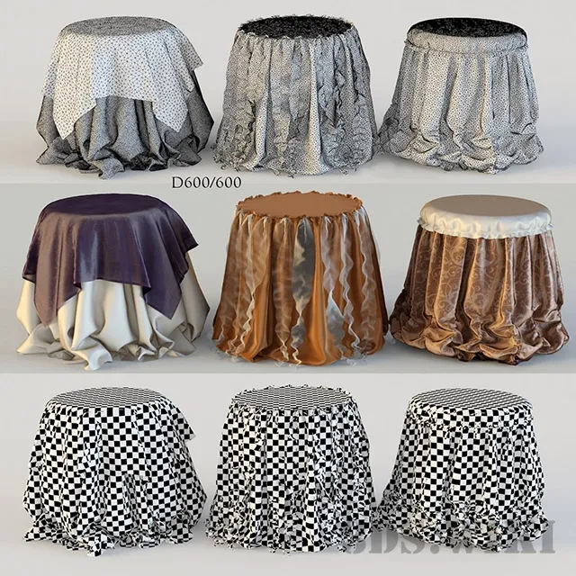 furniture – Set of beautiful tablecloths on the table 3ds Max