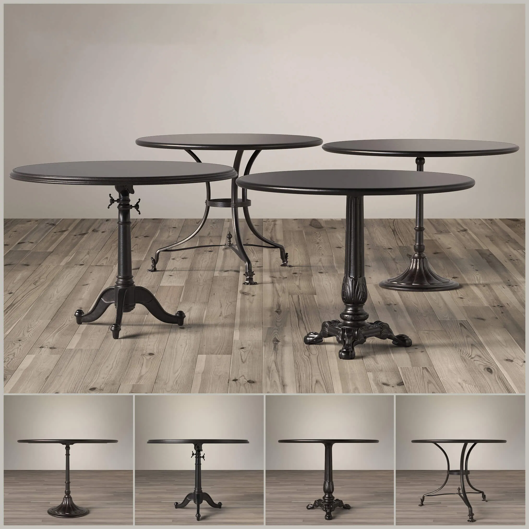 furniture – Set of tables Parisian Brasserie 3ds Max