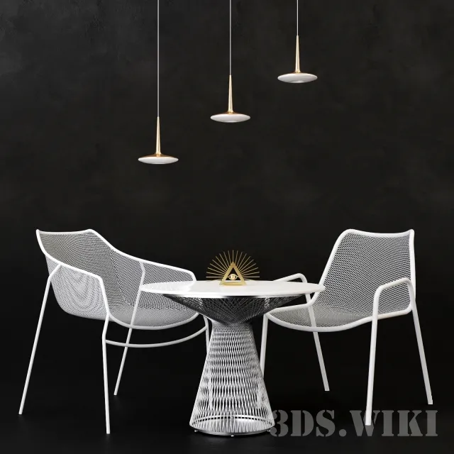 furniture – Set – table chair and ceiling lamp 3ds Max