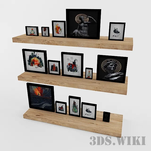 furniture – Shelves with paintings 3ds Max