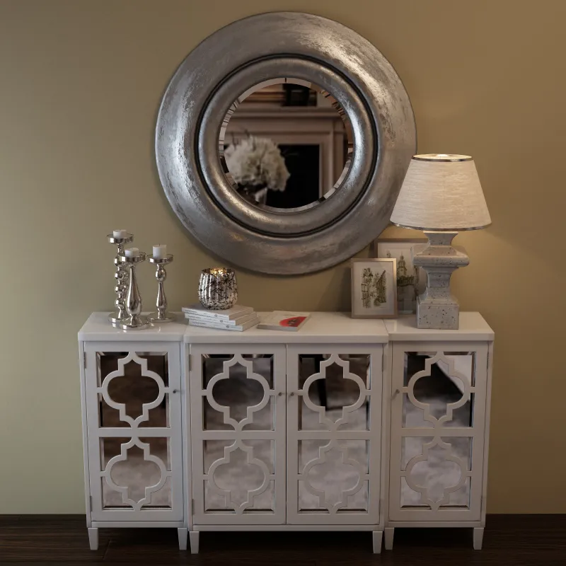 furniture – Sideboard with mirror and table lamp 05 3ds Max