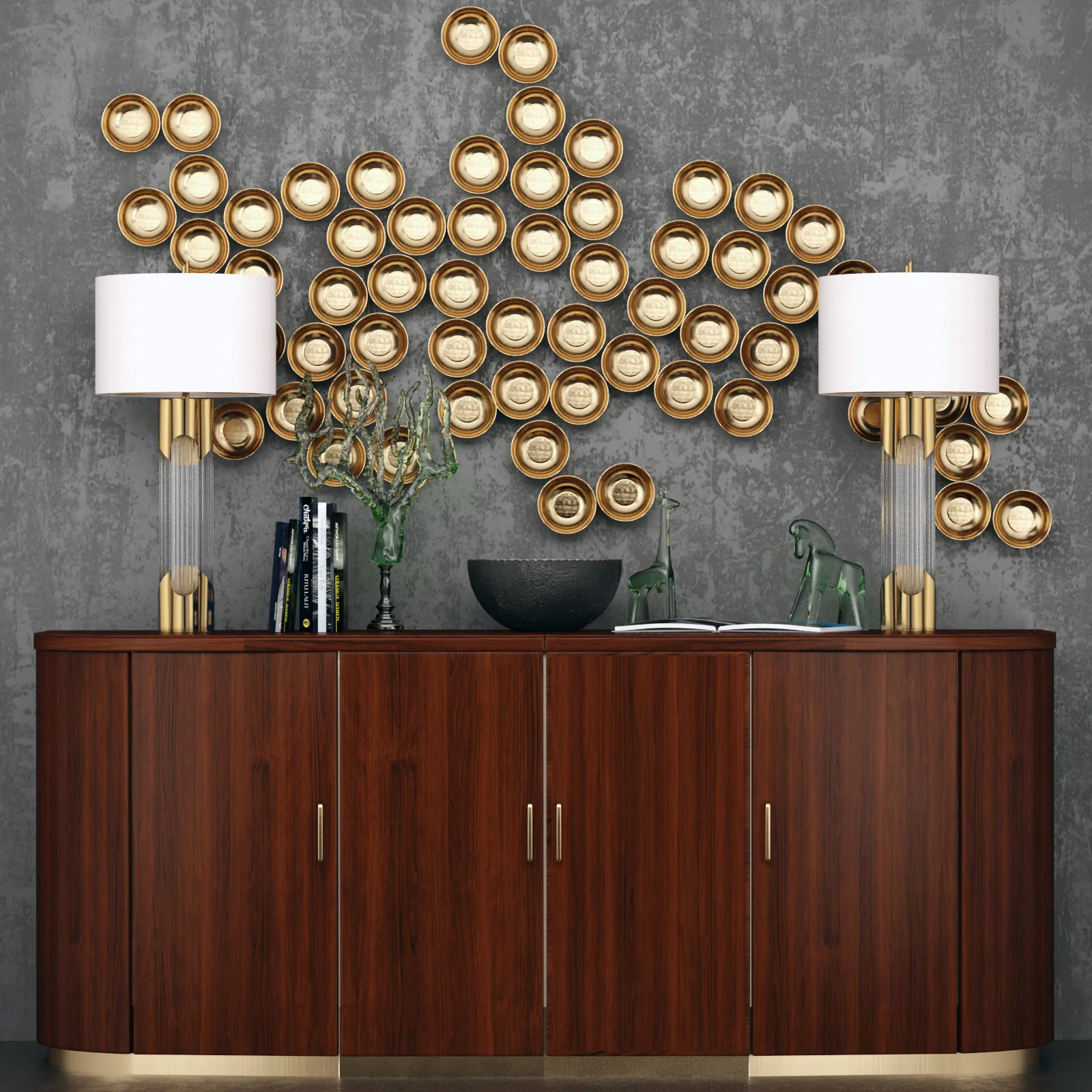 furniture – Sideboard with table lamp and decorative set 02 3ds Max