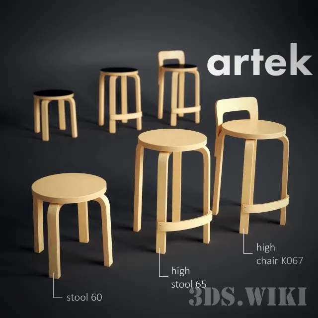 furniture – Simple and bar stools Artek 3ds Max