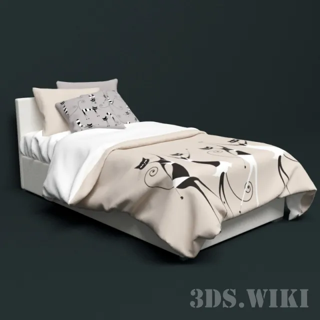 furniture – Single bed with nice linens 3ds Max